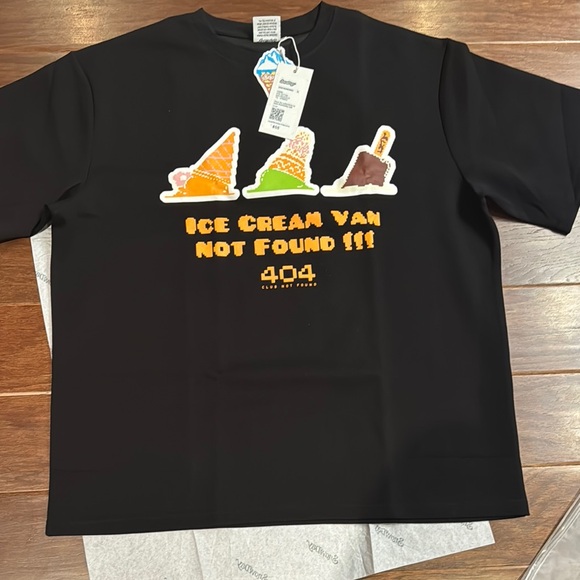 NWT Snowday Japan Ice Cream Van Not Found
404 T-Shirt Black Boxy Fit - Picture 1 of 4